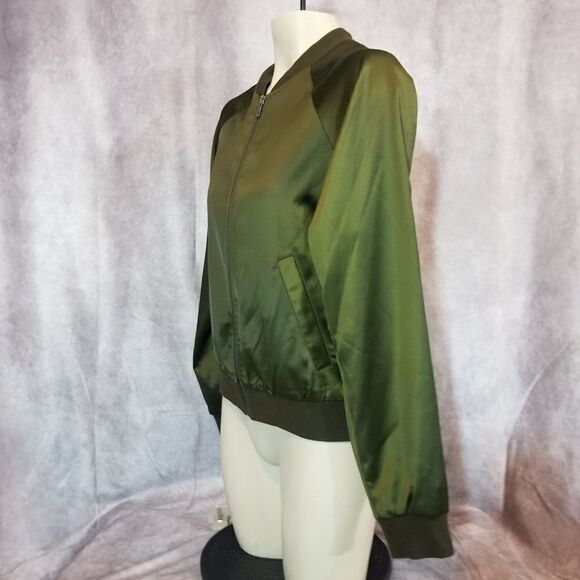 Mural Olive Green Satin Jacket Size Small - Picture 3 of 6